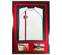 Vivarti Marco de Exhibición Deportivo DIY para Adultos 3D Montado + Doble Apertura para Fútbol, Rugby, Caja de Sombra de Camiseta de Banda - 61 x 91,5 cm - Marco Negro, Soporte Rojo, Tarjeta de