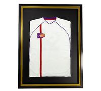 Vivarti Marco de exhibición estándar de camiseta deportiva para camiseta de fútbol, camiseta de rugby, 60 x 80 cm, marco negro, marco interior dorado, tarjeta de respaldo negra…