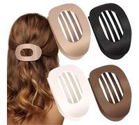 VivaSmile 4 PCS Pinzas de Pelo Planas para Mujer, Diseño Curvado para Acostarse y Conducir - Pinzas Mate de Fuerte Sujeción (Neutral)