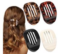 VivaSmile 4 PCS Pinzas de Pelo Planas para Mujer, Diseño Curvado para Acostarse y Conducir - Pinzas Mate de Fuerte Sujeción (Leopardo)