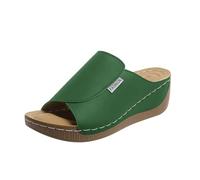 VivaStep Sandalias ergonómicas y antideslizantes para aliviar el dolor, zapatillas ortopédicas para mujer, con puntera abierta, zapatos para mujer, color negro y plateado, verde, 38 EU