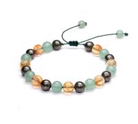 VIVAZYTGH Money Wealth Success Pulseras de pirita Natural, aventurina Verde y Citrino for Hombres y Mujeres - Cordón Ajustable Trenzado(L(Min 19cm))