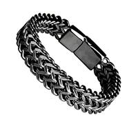 VIVAZYTGH Pulsera de Acero Inoxidable de 10 mm for Hombre, joyería con Cierres Ocultos, Cadena de Mano, tamaño 19/21/23 cm, Accesorios(19cm_Black)