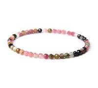 VIVAZYTGH Pulsera de Cuentas de Piedra facetada de Colores, jades Naturales, cuarzos, aguamarinas, Gemas, Brazalete elástico, joyería Minimalista, Regalo for Mujeres y Hombres.(17cm_21.Tourmaline)