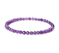 VIVAZYTGH Pulsera de Cuentas de Piedra facetada de Colores, jades Naturales, cuarzos, aguamarinas, Gemas, Brazalete elástico, joyería Minimalista, Regalo for Mujeres y Hombres.(17cm_19.Amethyst)