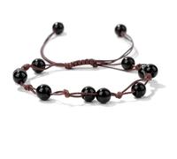 VIVAZYTGH Pulsera de Jade Amarillo de Piedra Natural de 6 mm, Trenzada con Cuentas Redondas, Hecha a Mano, Ajustable, for Hombres y Mujeres.(Adjustable_Black Onyx)