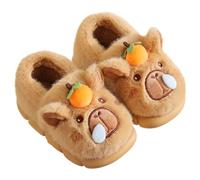 VIVBCLI Capybara - Pantuflas para niños, lindas zapatillas de peluche para niños y niñas, cálidas, divertidas y suaves, Braun A., 34/35 EU