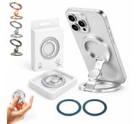 VIVBCLI Soporte magnético para teléfono Fidget Spinner, soporte magnético doble 2 en 1 de 360° (plateado)