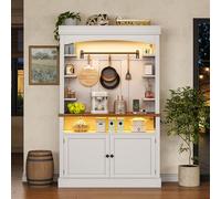 VIVCA Armario de cocina de 183 cm, armario de almacenamiento de vitrina con gancho, para cocina, comedor, estudio, dormitorio, color blanco