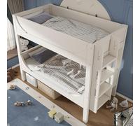 VIVCA Litera separable de 90 x 200 cm con escalera flexible en la cabecera y los pies, diseño en forma de trineo, 1 cama se convierten en 2 camas individuales, color blanco (sin colchón)