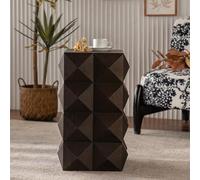 VIVCA Mesita de noche de madera retro de 60 cm de altura con estampado tridimensional, color marrón, mesa auxiliar lateral, no requiere montaje