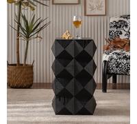 VIVCA Retro Side Table Retro Wooden Nightstand, diseño de tres dimensiones, 60 cm de altura, no requiere montaje, color negro
