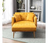 VIVCA Sillón reclinable con respaldo reclinable, silla de sofá plegable, adecuada para sala de estar, dormitorio, estudio, estilo moderno, amarillo mostaza