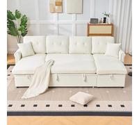 VIVCA Sofá esquinero en forma de U con función de dormir y cajón, sofá cama grande con espacio de almacenamiento adicional, cómodo sofá de terciopelo para sala de estar o habitación de invitados, sofá