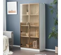 VIVCA Vitrina de cristal con iluminación LED de 16 colores, 80 x 40 x 160 cm, vitrina de doble puerta con estantes móviles, armario alto para salón, vitrina de pie, armario de baño