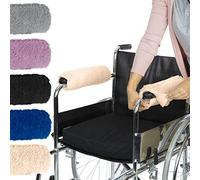 Vive Almohadillas para reposabrazos de silla de ruedas (2 piezas) - Accesorios de cojín de piel de oveja de espuma viscoelástica para transporte eléctrico de silla de ruedas - para adultos, personas