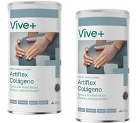 Vive+ Artiflex Colágeno Sabor Cacao 200 g - Colágeno Hidrolizado + Bambú (Silicio) + Vitamina C + Cúrcuma + Ácido Hialurónico - Refuerza Articulaciones, Huesos y Piel (Pack de 2 Latas (400g))