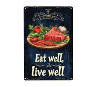 ¡Vive bien! Letreros metálicos decorativos para cocina, decoración vintage para cocina, pósteres metálicos con la frase "Come bien", decoración de pared para cocina, para el hogar, decora tu cocina (1