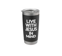 Vive con Jesús en mente fe cristiana creyente devocional Vaso térmico de acero inoxidable de doble pared