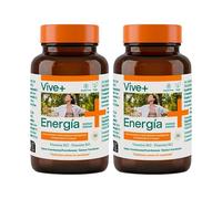 Vive+ Energía Pack de 2 - 60 Comprimidos Masticables - Complemento Alimenticio con Vitamina B12 1000µg para Reducir el Cansancio y la Fatiga - Caramelos Sabor Frambuesa