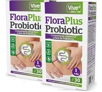 Vive+ Flora Probiotic - Probiótico con 4 Cepas + Fibra Prebiótica (Dextrina Resistente) - Bienestar Intestinal - Apoyo Digestivo y Inmunitario (Pack de 2-60 Cápsulas)