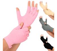 Vive Guantes de compresión de manos rosados para artritis, ajuste cómodo para hombres y mujeres, dedo abierto para reumatoides, osteoartritis y dolor de escritura por computadora, soporte del túnel