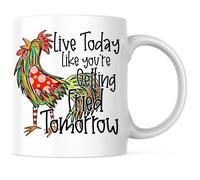 Vive Hoy Como Si Te Estuvieran Friendo Mañana Tazas De Cerámica Con Asa Tazas De Desayuno Divertido Taza De Café Para Hogar Oficina Leche 330Ml