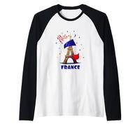 Vive La France - I Love Paris Eiffel Tower Graphic Design Camiseta Manga Raglan