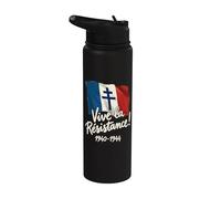Vive la Résistance! Francia libre 1940-1944 Letras blancas Stainless Steel Insulated Water Bottle