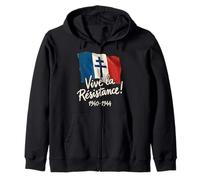 Vive la Résistance! Francia Libre 1940-1944 Letras Blancas Sudadera con Capucha