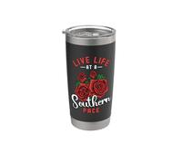 Vive la vida en un ritmo sureño Cowboy Cowgirl Southern Belle Vaso térmico de acero inoxidable de doble pared