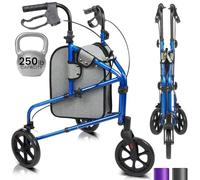 Vive Mobility Andador con ruedas de 3 ruedas, ligero y plegable para personas mayores, hombres y mujeres, plegable, resistente, de tres ruedas, para uso en interiores y exteriores (azul)