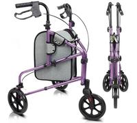 Vive Mobility Andador rodante de 3 ruedas, ligero y plegable para personas mayores, hombres y mujeres, plegable, resistente, de tres ruedas, para uso en interiores y exteriores (morado)