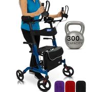 Vive Mobility Andador vertical con asiento, para personas mayores, mujeres, rodador de pie, reposabrazos, resistente, patinete plegable de ayuda médica para ancianos, personas mayores, asistencia