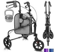 Vive Mobility Caminante de 3 ruedas - Ligero y plegable para personas mayores, hombres, mujeres - Plegable resistente Tri-ruedas para uso en interiores y exteriores (negro)