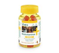 Vive+ Multivitaminas 60 Gummies - Complemento Alimenticio Multivitamínico en Gominolas con Vitamina C, D, E, B1, B2, B3, B6, B12 y Biotina para Energía y Vitalidad - Osos de Gominola Sabor Frutas