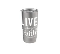 Vive por la Fe: Cita Motivacional Espiritual Vaso térmico de acero inoxidable de doble pared