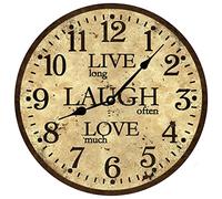 Vive Ríe Ama Redondo Reloj De Pared Moderno Reloj De Cuarzo Silencioso Relojes De Pared para Cocina Bar Hogar 25Cm