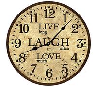 Vive Ríe Ama Redondo Relojes De Pared Silencioso Reloj De Pared Sin Tictac Reloj De Cuarzo para Oficina Casa Colegio 25Cm