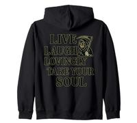 Vive, ríe y llévate tu alma con amor - Funny Grim Reaper Sudadera con Capucha