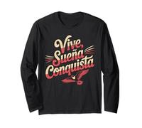 Vive Sueña Conquista Español Diseño de Cita Motivacional Manga Larga