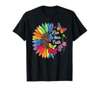 Vive tu verdad, arcoíris, girasol, mariposas coloridas, orgullo Camiseta