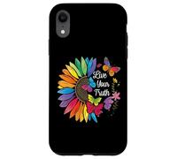 Vive tu verdad, arcoíris, girasol, mariposas coloridas, orgullo Carcasa para iPhone XR