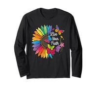 Vive tu verdad, arcoíris, girasol, mariposas coloridas, orgullo Manga Larga