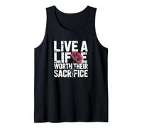 Vive una vida que valga la pena su sacrificio Memorial Patriotic Veteran Camiseta sin Mangas