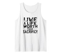 Vive una vida que valga la pena su sacrificio Memorial Patriotic Veteran Camiseta sin Mangas