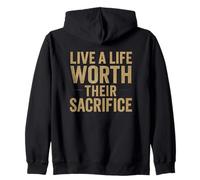 Vive una vida que valga la pena su sacrificio Memorial Patriotic Veteran Sudadera con Capucha