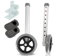 Vive Walker Ruedas y deslizadores de esquí, patas de repuesto, accesorios para caminantes médicos plegables, rueda de seguridad universal delantera y trasera - Incluye 2 puntas de deslizamiento, dos ruedas de goma de 5 pulgadas