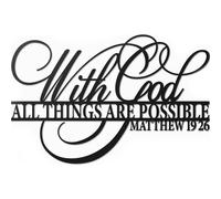 Vivegate con Dios Todas las cosas son posibles seales de decoracin de la pared de metal 18 """" x12 """" Inchish Religiofil Escritura Los versos de la