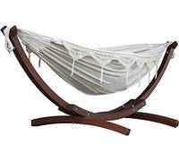 Vivere C8SPCT - Doble algodón hamaca con madera de pino maciza Arc función atril - Natural